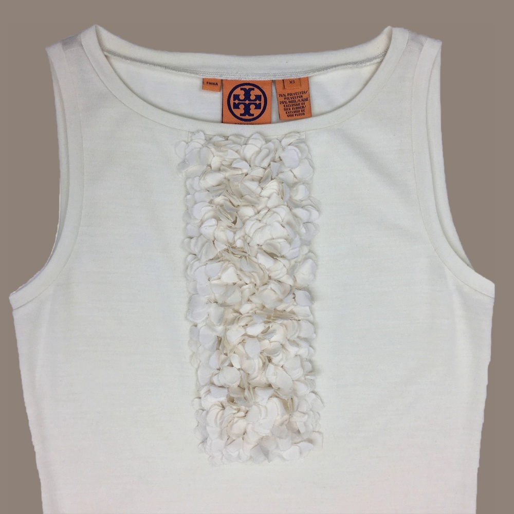 TORY BURCH ivory cream tank with silk embellishments - LIKE NEW!